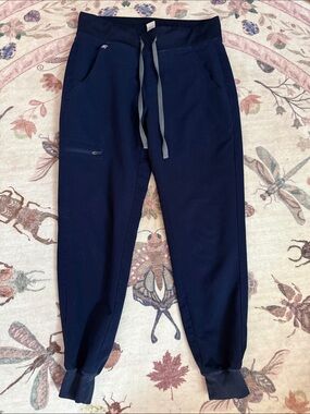 Figs Navy Drawstring Joggers with Zip Pocket